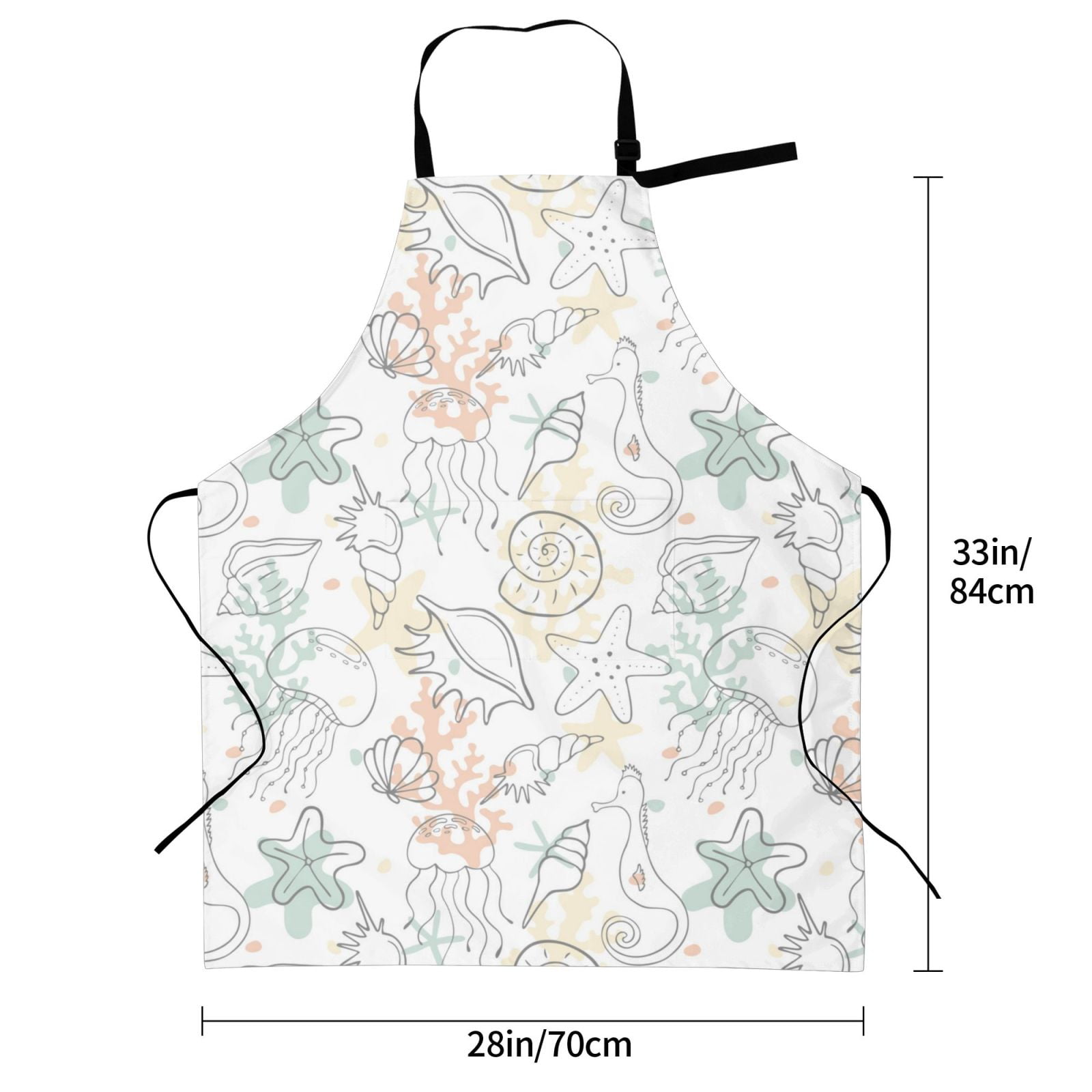 Kdxio Sea Animals Apron with Pockets Adjustable Kitchen Aprons for Men Women Waterproof Aprons for Cooking,Drawing,Crafting, Baking Household Cleaning