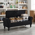 thumbnail image 6 of 55''W Corduroy Upholstered Storage Bench for End of Bed with Roller Arms, Bench with Storage for Queen Bed, 6 of 10