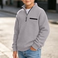 thumbnail image 6 of BLVB Boys Waffle Textured Quarter Zip Sweatshirts Fashion Long Sleeve Pullover Tops Kids Trendy Athletic Casual Outfits(Gray,9-10 Years), 6 of 7