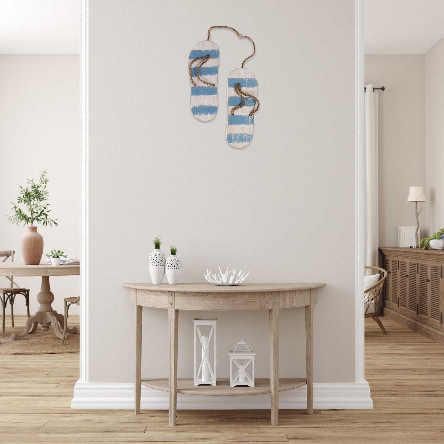 IH Casa Decor Hanging Wooden Flip Flop Decor
