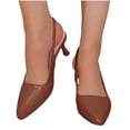 thumbnail image 4 of Miluxas Pointed Toe Slingback Kitten Heels for Women Low Heel Pointed Toe Pumps formal Dress Shoes Sling Back Heels Brown 7.5(40), 4 of 5