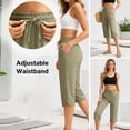 thumbnail image 6 of Dvprdro Womens Side Slit Capri Pants with Zipper Pockets Elastic Waist Lightweight Beach Summer Pants, 6 of 9