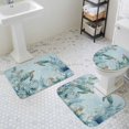 thumbnail image 3 of Summer Coastal Bathroom Rugs Set Ocean Sea Turtle Nautical Coral Eucalyptus Leaves Non Slip Absorbent Soft Bath Mats 3 Piece Set with Bathroom Rug, U-Shaped Floor Mat, Toilet Seat Cover Small Size, 3 of 9