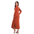 thumbnail image 5 of ANLIQI Nightgowns for Women Sexy Long Sleeve Night Gowns For Woman Soft V Neck Full Length House Dress With Pockets(Caramel,M), 5 of 6