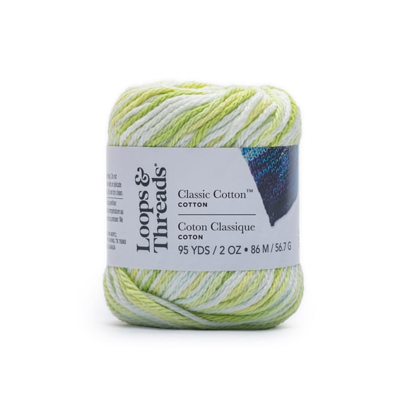 Loops & Threads Pear Everyday Cotton Patterned Yarn - Medium Weight Yarn for Knitting, Crochet, Weaving, Arts & Crafts, 18 Pack