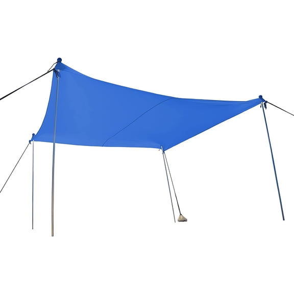 Ready Covers Sunshade 10x10' Complete with 4 Extending Poles & Shovel. Pop Up Beach Canopy Sunshade w/Carrying Bag. Great for Camping, Beach Days, Fishing Trips & Much More. (Royal Blue)
