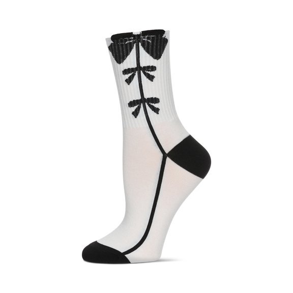 MeMoi Women's Ribbed Bow Trio Crew Socks - Womens - Female, 9-11, White
