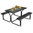 thumbnail image 1 of Gymax Picnic Table Set 54'' x 59'' x 28.5'' with 1 Picnic Table and 1 Bench, Black (2 Count), 1 of 10