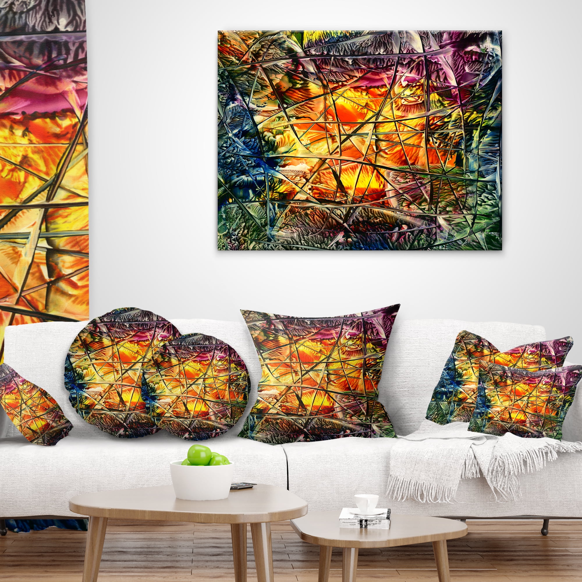 Designart Amber Abstract - Abstract Throw Pillow - 18x18