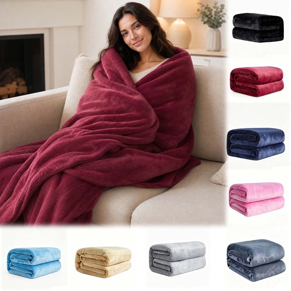 Sherpa Fleece Blanket Twin Size - Reversible Blanket, 47.27" x 78.74" | Soft Double Sided Blanket for Bed, Sofa, Couch, Camping & Travel, Thick, Warm & Plush, Luxurious Bedding for Winter, Wine