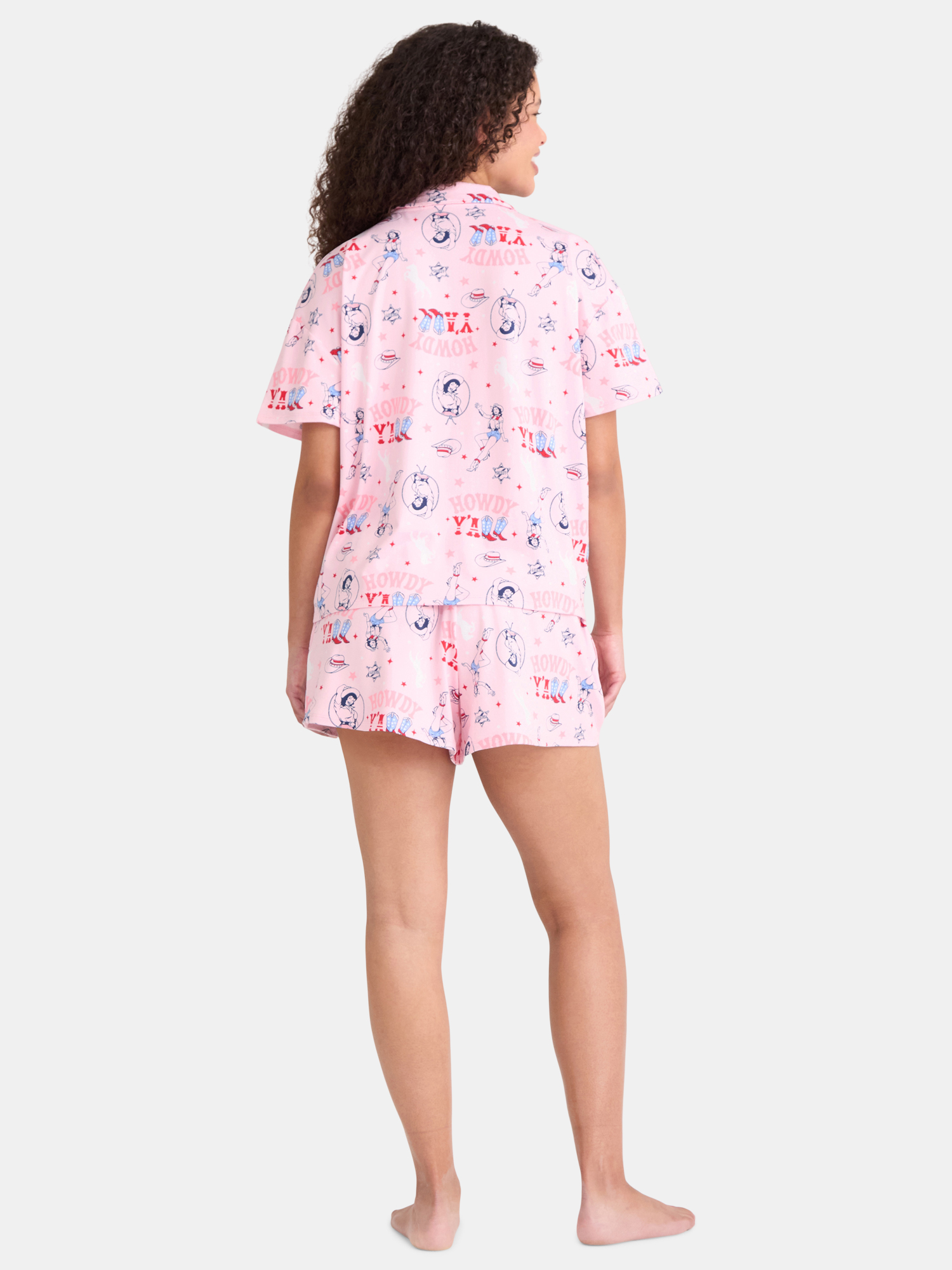 Way to Celebrate Women's Americana Notch Collar Top and Shorts Pajama Set, 2-Piece, Sizes XS-3X