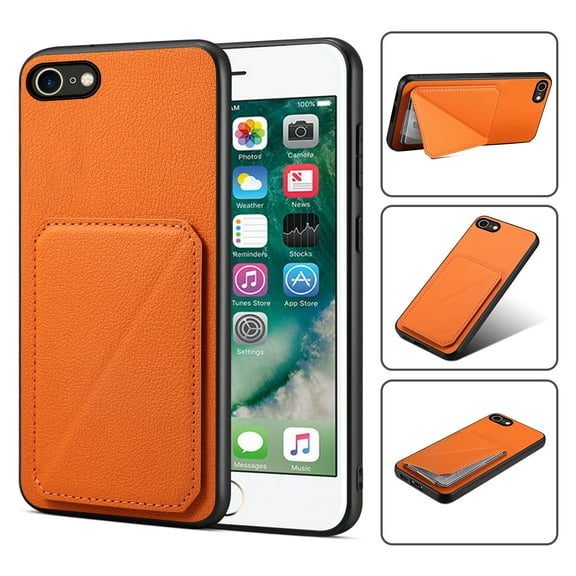 Nalacover Case Compatible with iPhone 7 / 8 / SE 2020 / SE 2022, Wallet Case with Hidden Card Holder, withKickstand Card Slots Classic PU Cowhide Leather Cover for Men Women Girls,Orange