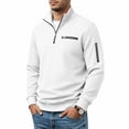 thumbnail image 3 of Jessboyy Mens Sweatshirts no Hood Long Sleeve Quarter Zip Pullover Work Casual Golf Waffle Knit Pullover Shirts Collared Sweatshirt Fall Winter White,S, 3 of 6
