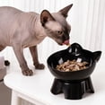 thumbnail image 6 of SHENGXINY Cat Bowls - Neck Support Slanted Mouth Pet Feeding Bowl, Cute Ear Design Food Bowl for Cats and Small Dogs Black 4.72x4.33in, 6 of 6