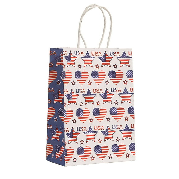 Zhourta 4th of July Gift Bags 12 Pack Patriotic Party Favors Red White Blue Star Printed Treat Bags for Independence Day