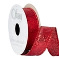 thumbnail image 3 of (2 pack) Offray Ribbon, Red 7/8 inch Wired Edge Metallic Ribbon, 9 feet, 3 of 12