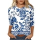 thumbnail image 1 of Tops de Verano 3/4 Mangas para Mujeres 2025 Impresa Camiseta Blusa Cuello Redondo Casual Primavera Y Verano Top Moda, 1 of 5