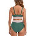 thumbnail image 4 of Busydd Two Piece Swimsuit for Women Deep V Neck High Waisted Bikini Set Trendy Color Block Bathing Suits Trendy Push Up Swim Suits with Briefs, 4 of 5