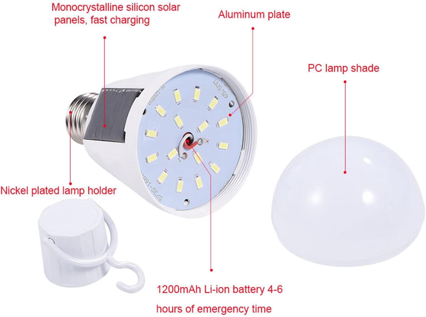 TinyGlam Solar Light Bulbs, Emergency Solar Rechargeable Light Bulbs, Outdoor Waterproof Camping Lamps for Tent, Portable LED Light Bulb for Shed Night, Emergency Power Outage and Outside(7W)