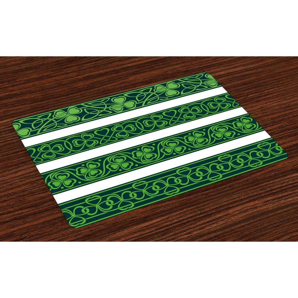 Irish Placemats Set of 4 Shamrock Borders Gaelic Nature Botany Theme