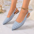 thumbnail image 4 of Purcolt Womens Stripes Canvas Slingback Flats Dressy Casual Pointed Toe Slip On Ballet Shoes Comfort Soft Sole Dress Shoes with Elastic Ankle Strap, 4 of 9
