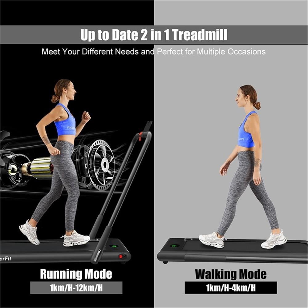 Pemberly Row 2.25HP 2 in 1 Black Plastic Folding Treadmill with Remote Control