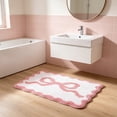 thumbnail image 4 of JHyouerji Bow Print Faux Wool Bath Mat 16x24 Inch,Pink Water Absorbent Non Slip Soft Entryway Shower Rug for Bathroom Home Floor Decor, 4 of 7