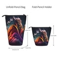 thumbnail image 2 of Lsque Colorful Abstract Wave Motion Pattern Telescopic Pencil Bag Pen Holder Stationery Case, Stand-up Retractable Transformer Bag Organizer, 2 of 6