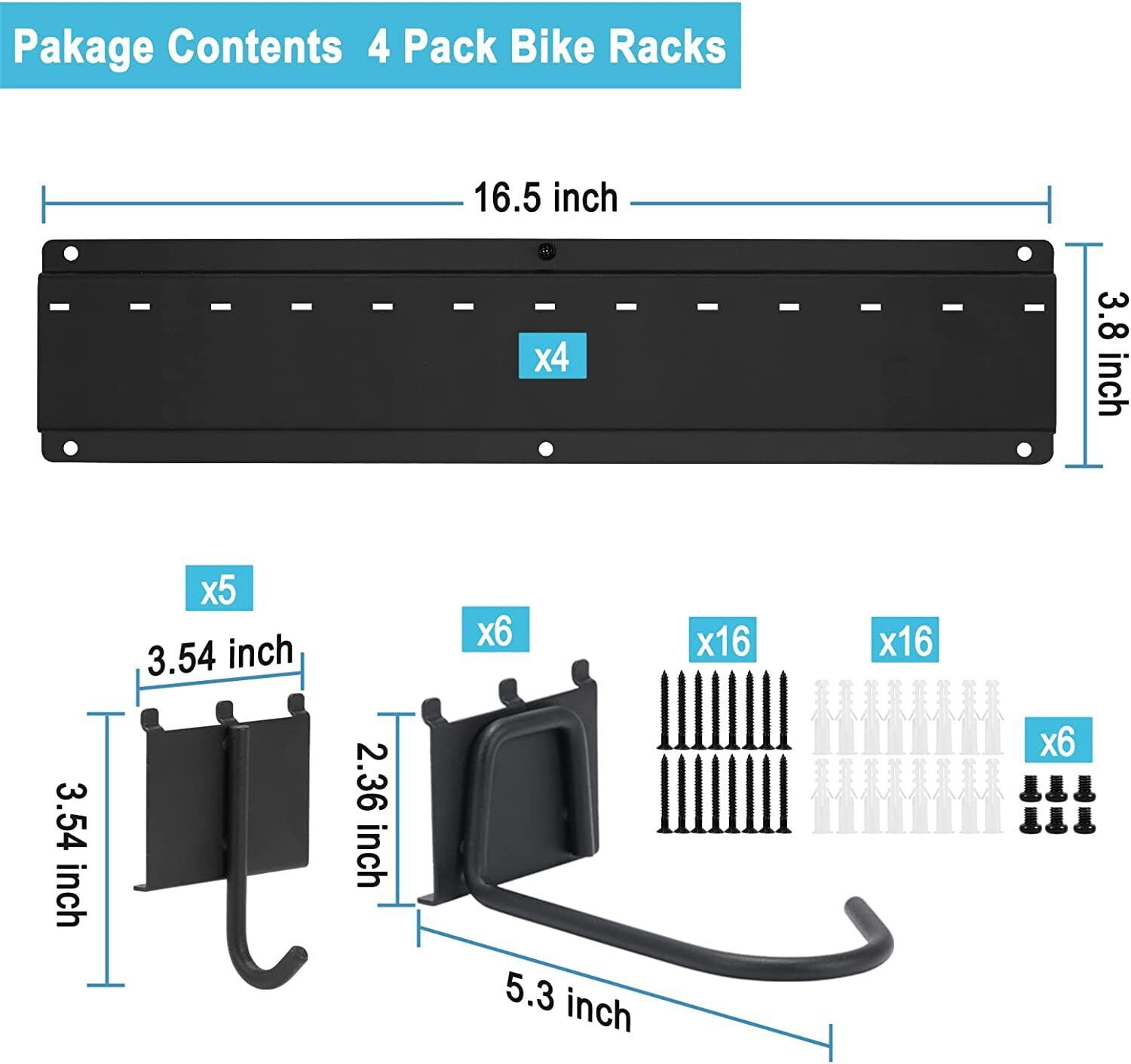 Oumilen Wall Mount Bike Storage Rack Garage Bike Holder Hanger for 6 Bicycles 500lbs