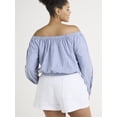 thumbnail image 3 of Time and Tru Women's and Women's Plus Off The Shoulder Blouse, XS-4X, 3 of 4
