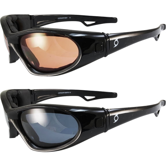 2 Hurricane Category-5 Water-Sport Interchangeable Sunglasses to Goggles with Driving Mirror & Polarized Smoke Lens