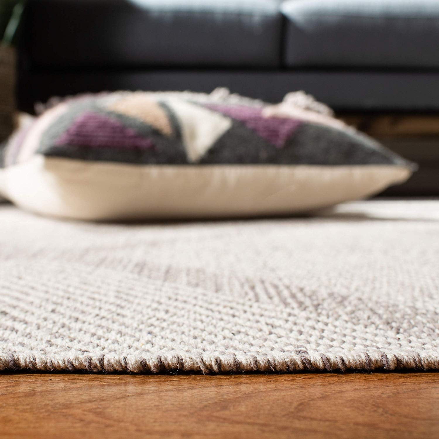 SAFAVIEH Montauk Bailey Geometric Diamond Cotton Area Rug, Grey, 3' x 5'