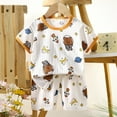 thumbnail image 2 of XZNPDUCQ Toddler Girls Clothes Outfits Kid Summer Hawaiian Print T-Shirt + Elastic Waist Pockets Elastic Shorts 2PCS Set For 6 12 18 24 Months 2T 3T 4T 5T Dailywear Brown，18-24 Months, 2 of 3