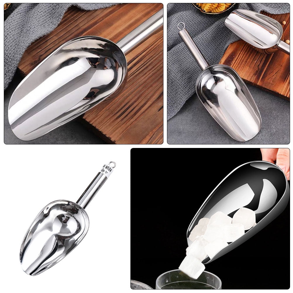 Raindrops Stainless Steel Ice Scoop for Kitchen Use Silver Perfect for Crushed Ice Candy Nuts 7.87 Inches