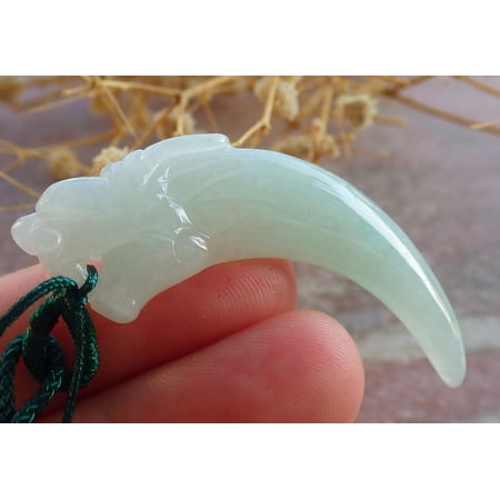 Green Natural A Jade jadeite Pendant Dragon tooth Necklace 685232 TN