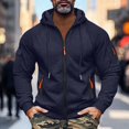 thumbnail image 6 of Men's Hoodie with Zipper Arm Pocket, Fleece Cardigan Oversized Casual Pullover for Daily Wear, Lounge,Navy,M, 6 of 6