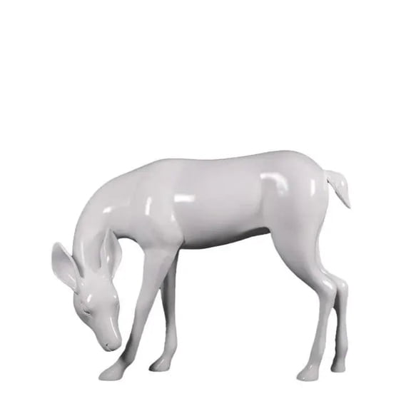 White Deer Standing Life Size Statue