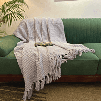Light Lavender Knitted Sofa Throw