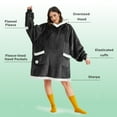 thumbnail image 2 of Cozy Comfort Wearable Blanket Hoodie, Sherpa Hoodie Blanket with Giant Pocket, Warm&cozy, Standard, Grey Black, 2 of 6