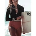 thumbnail image 1 of Charmo Women Zip Front One Piece Swimsuits Long Sleeve Sun Protection Rash Guard, 1 of 4