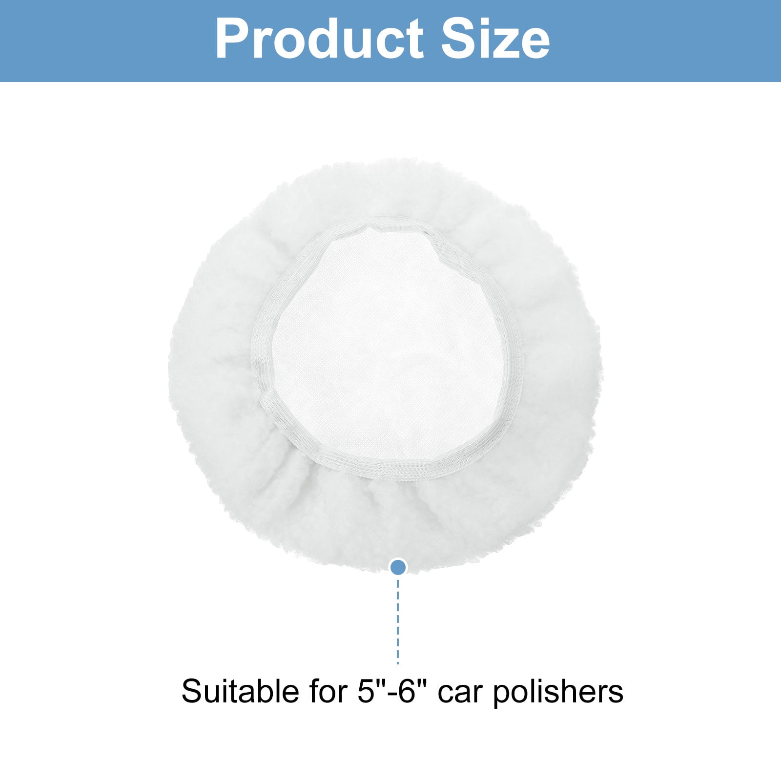 Uxcell 10pcs Car Polisher Bonnet Buffing Pad Lamb's Wool for 9"-10" Car Buffer Bonnets Polisher, White