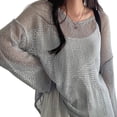 thumbnail image 1 of Camisas de manga larga para mujer Sweater Hollow Out para Fiesta de la playa del club Gris, 1 of 8