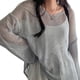 thumbnail image 1 of Camisetas de manga larga para mujer, ropa de calle de punto, tops de moda para gimnasio, bar, piscina Gris, 1 of 9
