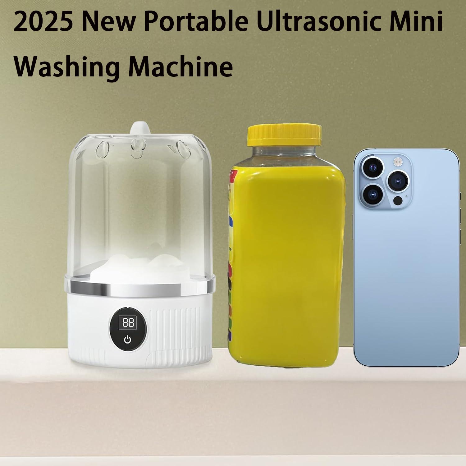 2025 New Portable Ultrasonic Mini Washing Machine – Rechargeable Travel Laundry Solution for Underwear, Compact Design for Apartments, Dorms, RVs, and Camping White