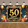 thumbnail image 5 of Golden Design 50th Birthday Banner Floral Decor Display Gift Box Accent Balloon Decoration Golden Jubilee Backdrop for 50th Birthday Party Adult Celebration Family Gathering, 5 of 9
