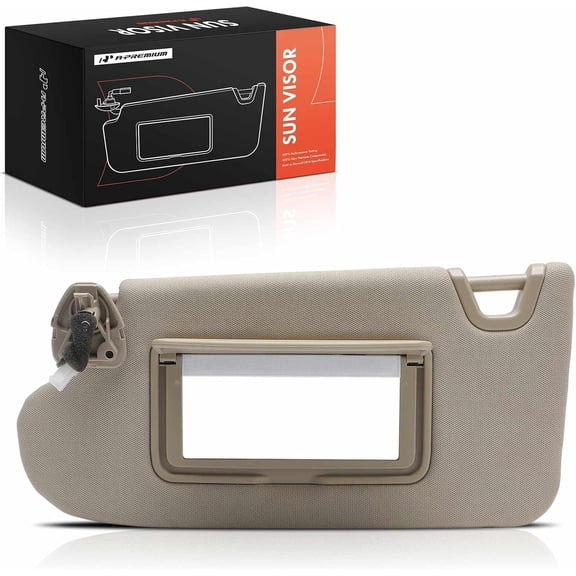 A-Premium Driver Left Side Sun Visor Compatible with Nissan Altima 2013 2014 2015 2016 2017 2018 - with Vanity Mirror, with Vanity Light, Beige Color - Replaces 96401-3TA2A, 964013TA2A