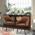 thumbnail image 6 of Andeworld Faux Leather Accent Chairs Set of 2, Living Dining Room Arm Chairs with Metal Legs for Home Kitchen Office Bistro Cafe(Brown), 6 of 7