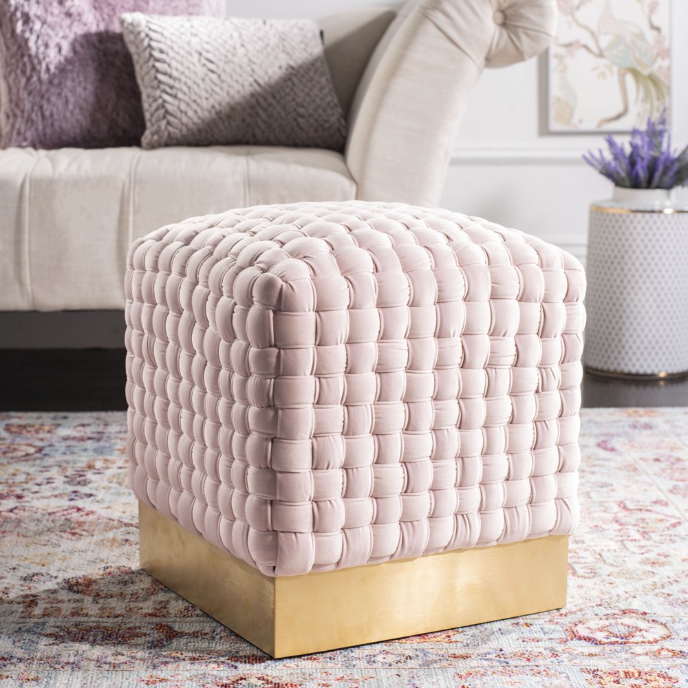 Safavieh Couture Ravyn Modern Glam Woven Velvet Ottoman