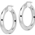thumbnail image 2 of Sterling Silver Rhodium-Plated 5X34mm Octagon Tube Hoop Earrings (35.8 X 33.82) Made In Italy qe15867, 2 of 5