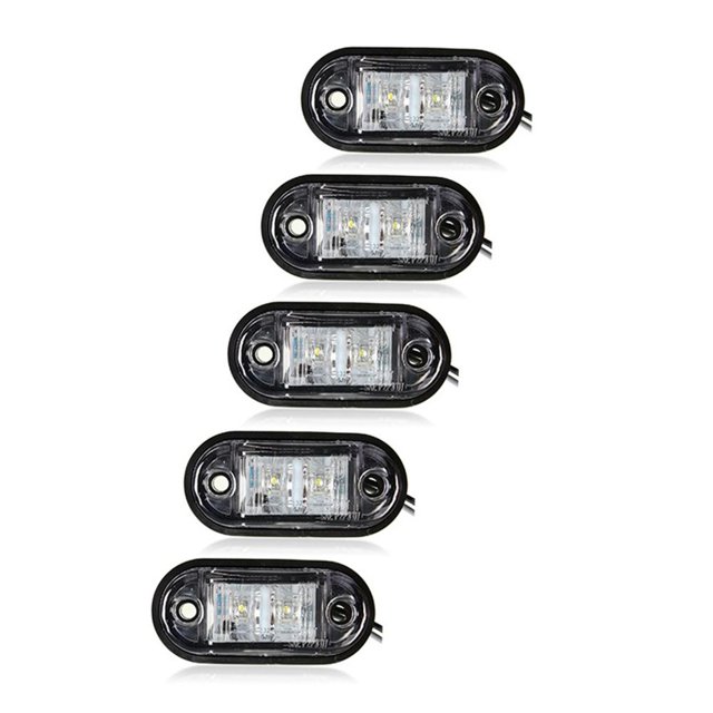 Calaveras 5 luces LED de marcador lateral impermeables para camiones de remolque de 12 V-24 V (blanco) Likrtyny Para estrenar